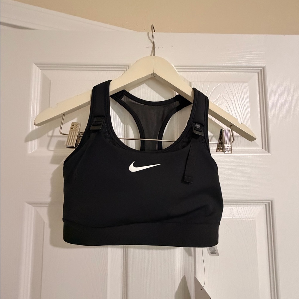 Nike Black Sports Bra with White Swoosh